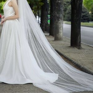 White Sparkle Cathedral Length Veil